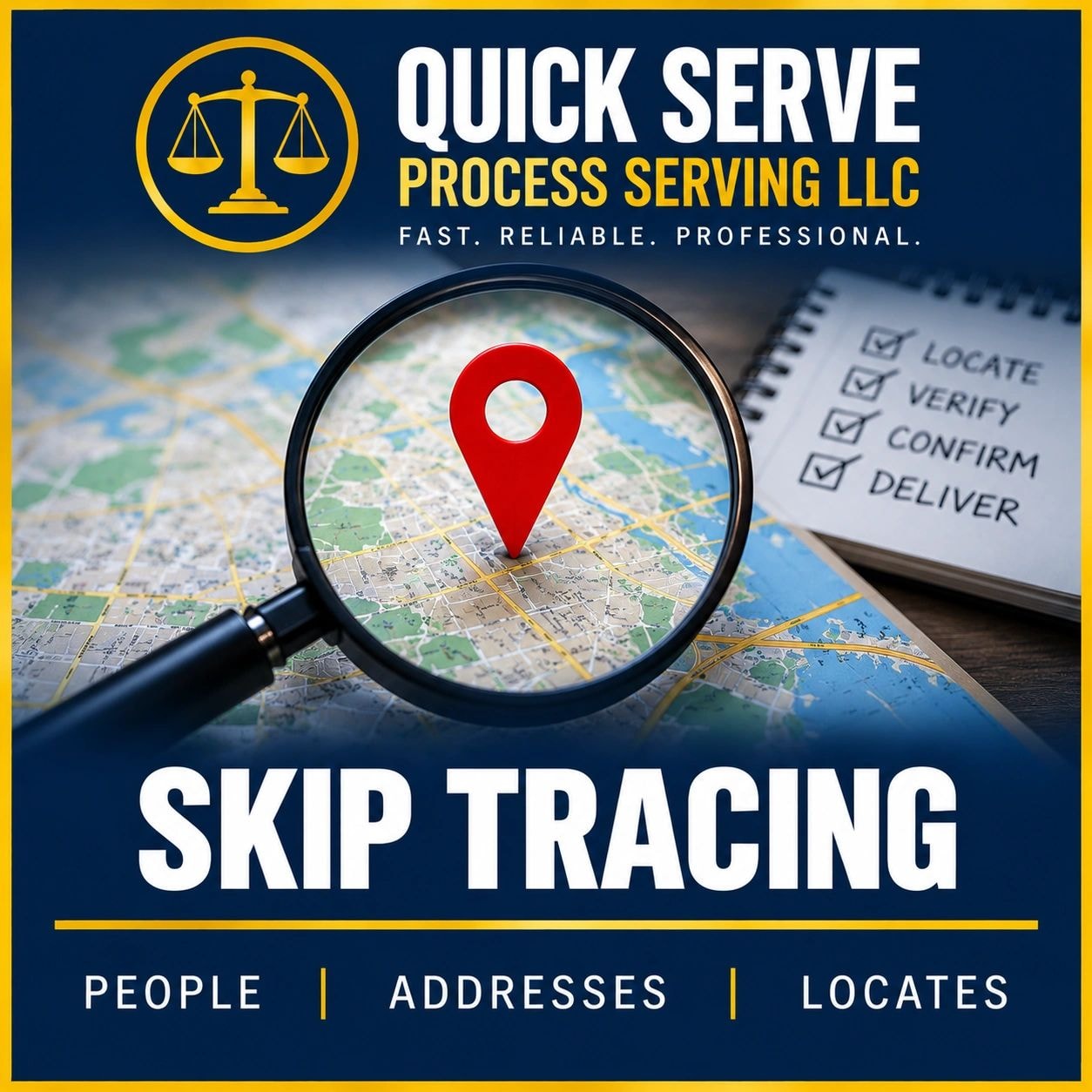 Quick Serve Process Serving LLC — Skip Tracing Locate Verify Confirm Deliver